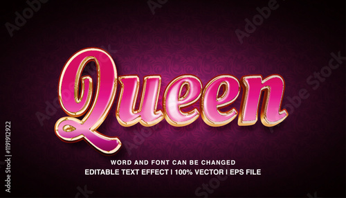 editable queen pink gold luxury typeface