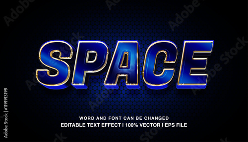 editable space blue 3d bold glossy typeface
