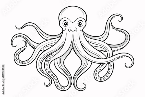 Octopus clip art vector white background vector illustration line art. Octopus vector illustration line art
