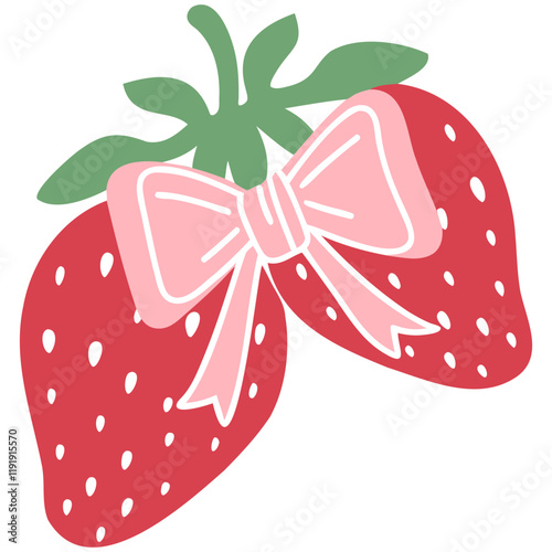 Fresh strawberries with pink bow, perfect for sweet touch!