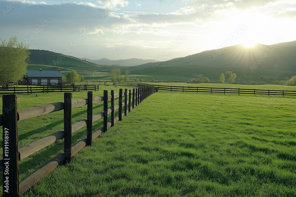 Obraz premium Natural Grass Equestrian Ring in a Ranch Setting