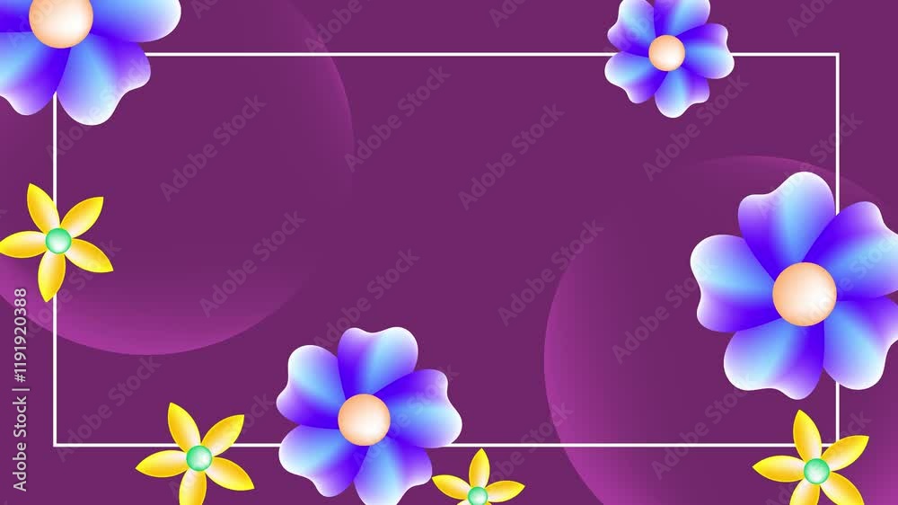 abstract dark purple background with geometric and flowers video 