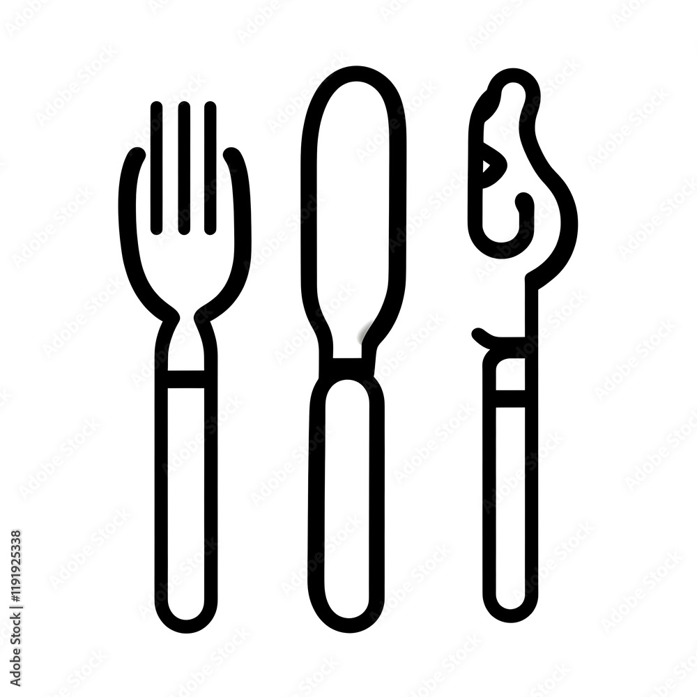 Simple Line Art Illustration Of Fork Knife And Spoon Simple Line Art Illustration Of Fork Knife And Spoon