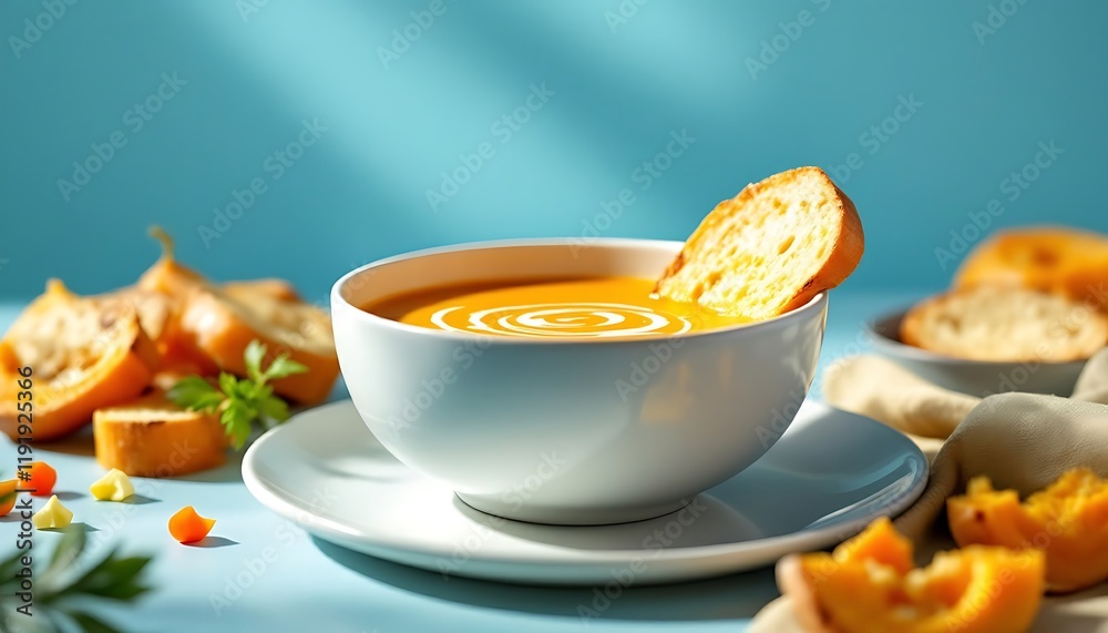 Creamy Pumpkin Soup Recipe with Toasted Bread Creamy Pumpkin Soup Recipe with Toasted Bread