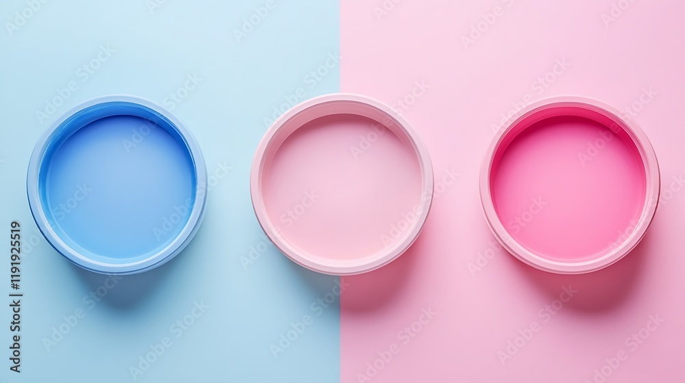Fototapeta premium Pastel circles on color background, product display, mock-up