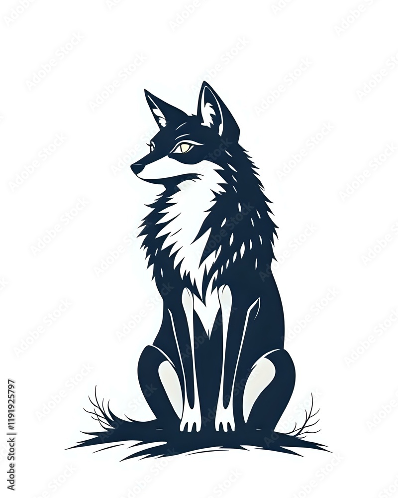 Obraz premium image vectorielle d'un loup assis