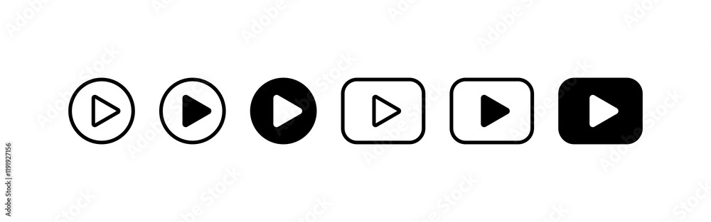 Play icon symbol. video player buttons, start audio and play sign, line icons Play icon symbol. video player buttons, start audio and play sign, line icons