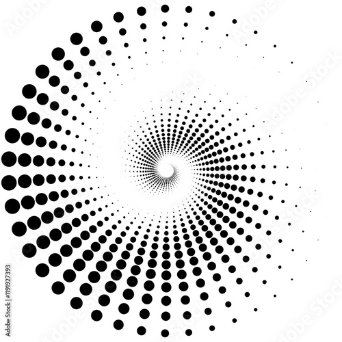 Abstract Spiral Design Composed of Circular Arrangements in Black and White