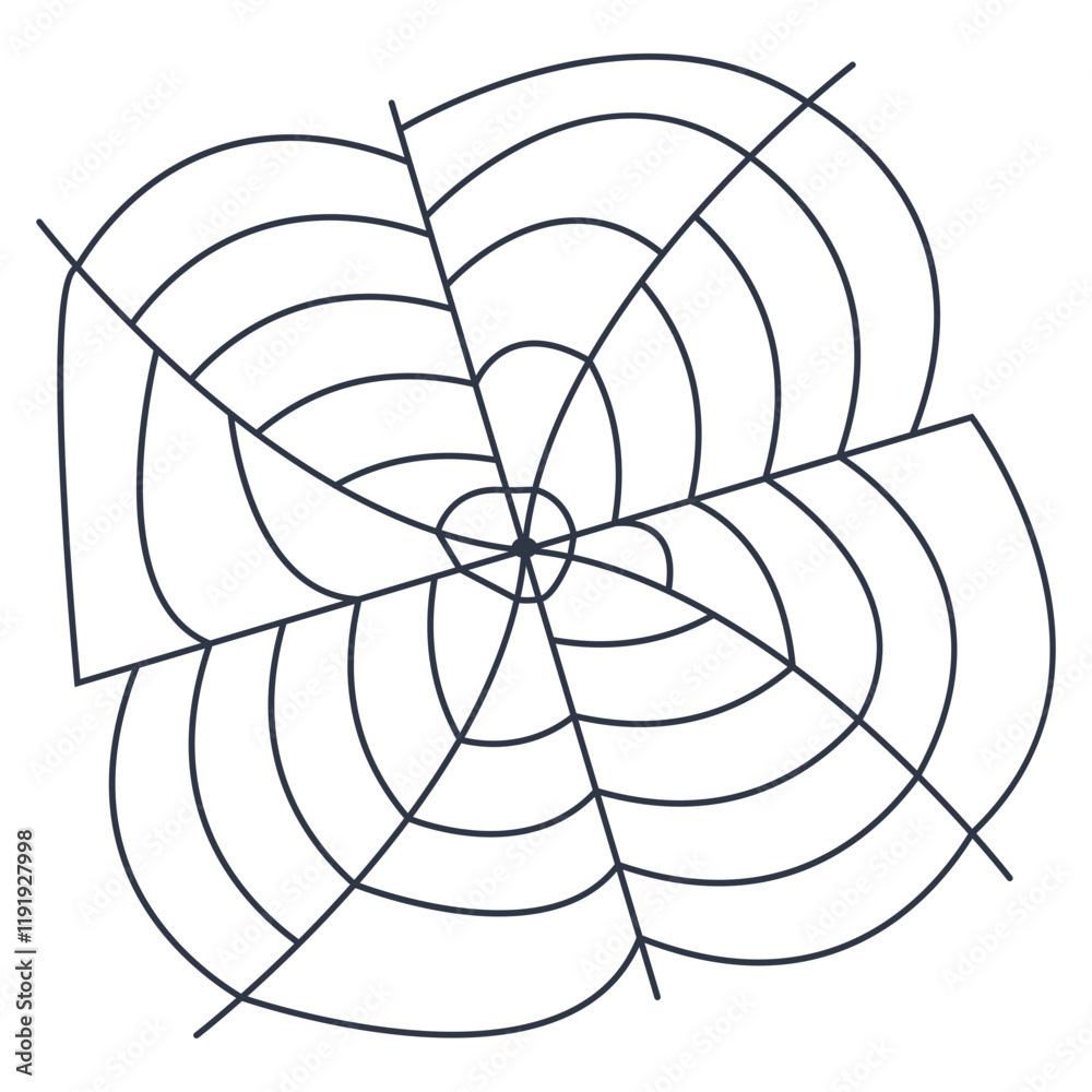 Obraz premium Black Spider Web Decoration. Isolated on White Background. Vector Illustration in Classic Design Pattern