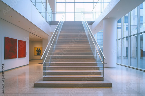 Modern Art Gallery Features a Sleek Stairway with Acrylic Details: Second Viewing photo