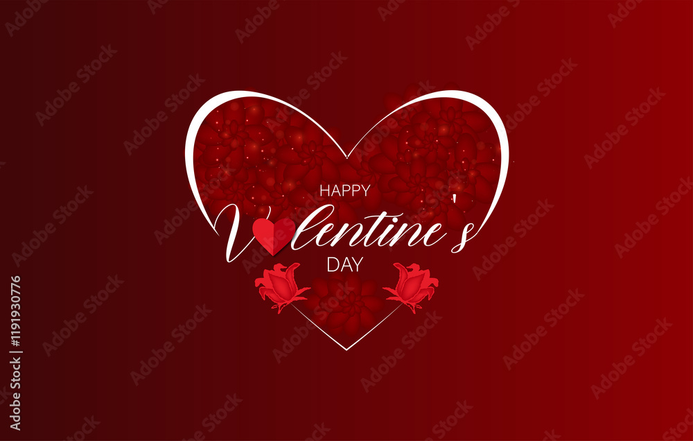 Happy Valentine's Day Beautiful Design And Red Background Happy Valentine's Day Beautiful Design And Red Background
