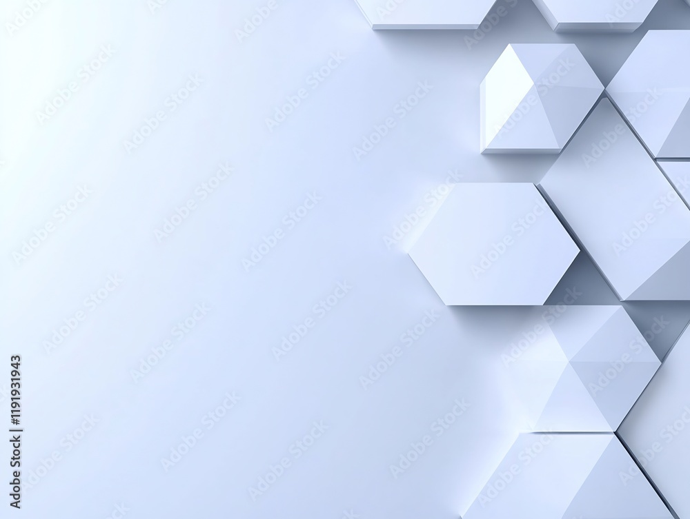 Fototapeta premium Abstract white hexagons softly illuminate a minimalist background. AI Generated