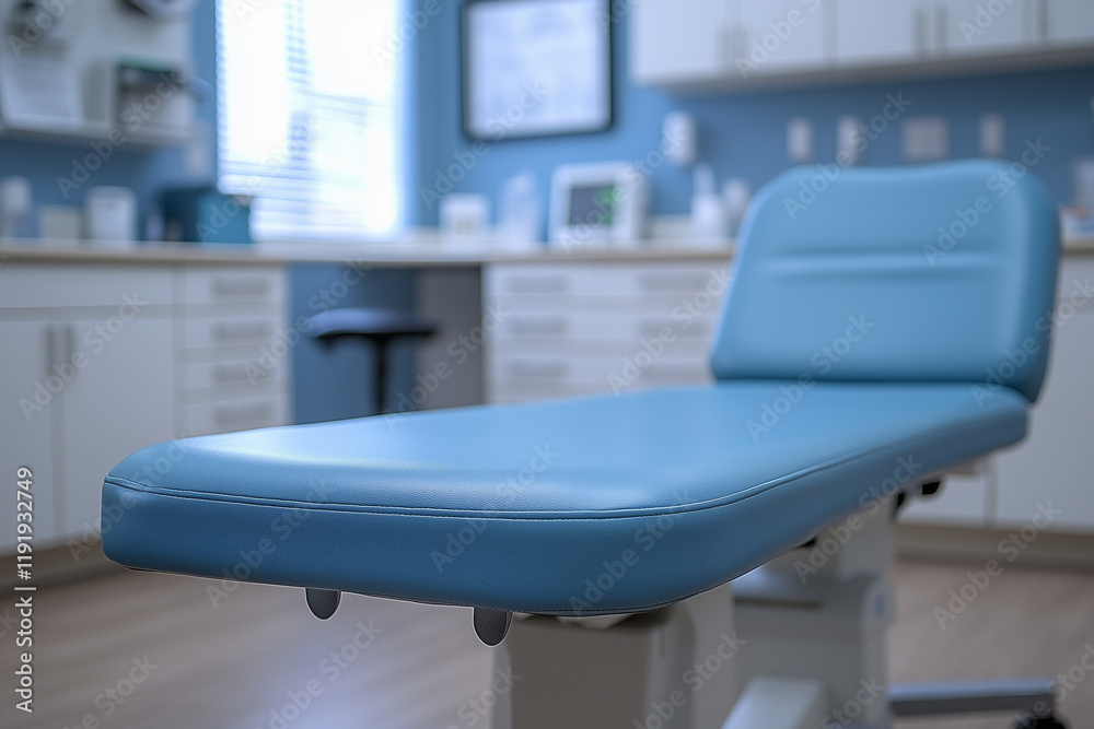 Empty Exam Table in a Medical Office Ready for Patients