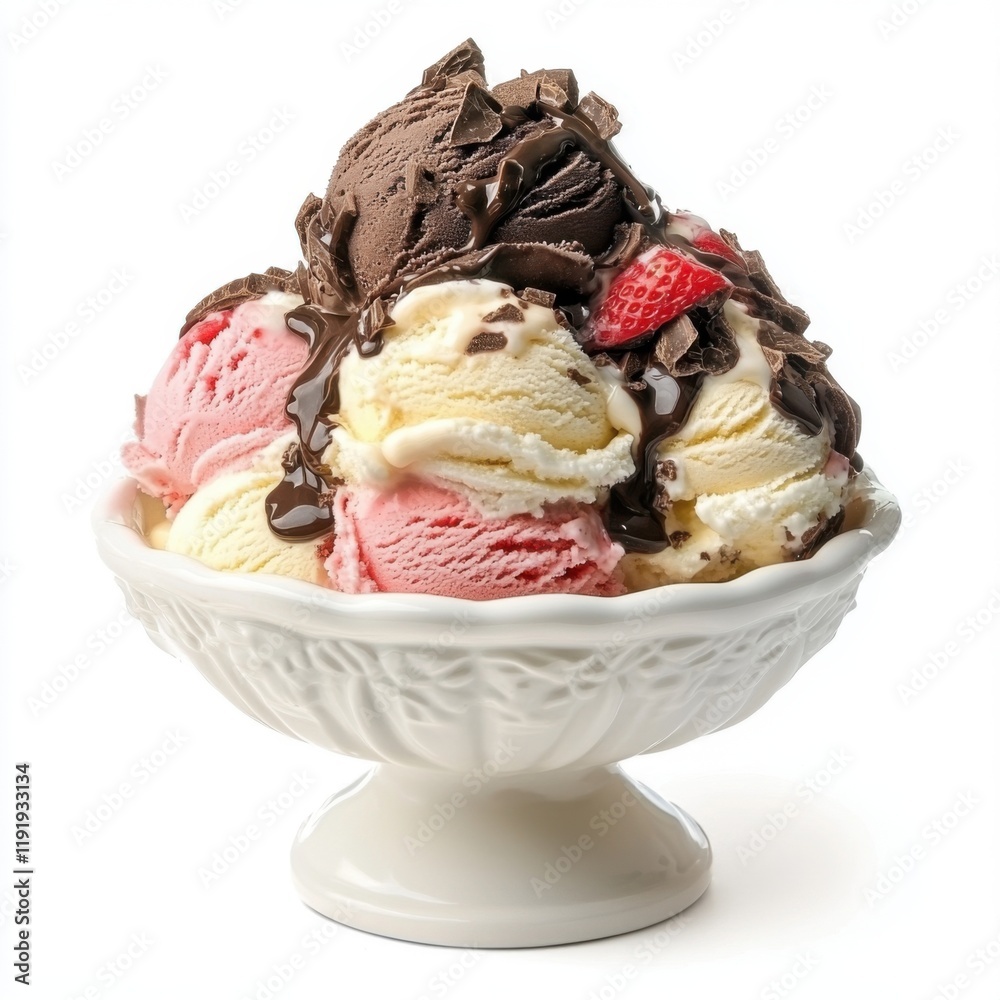 Classic Neapolitan ice cream with distinct chocolate Classic Neapolitan ice cream with distinct chocolate
