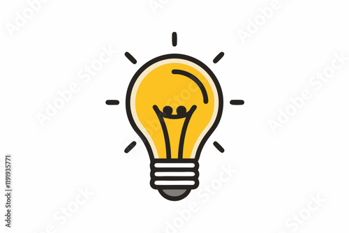 Light bulb icon illustration design with a light bulb in the middle. Light bulb line art vector illustration
