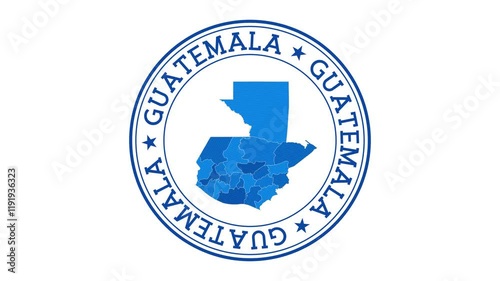 Guatemala intro. Badge with the circular name and map of country. Guatemala round logo animation. photo