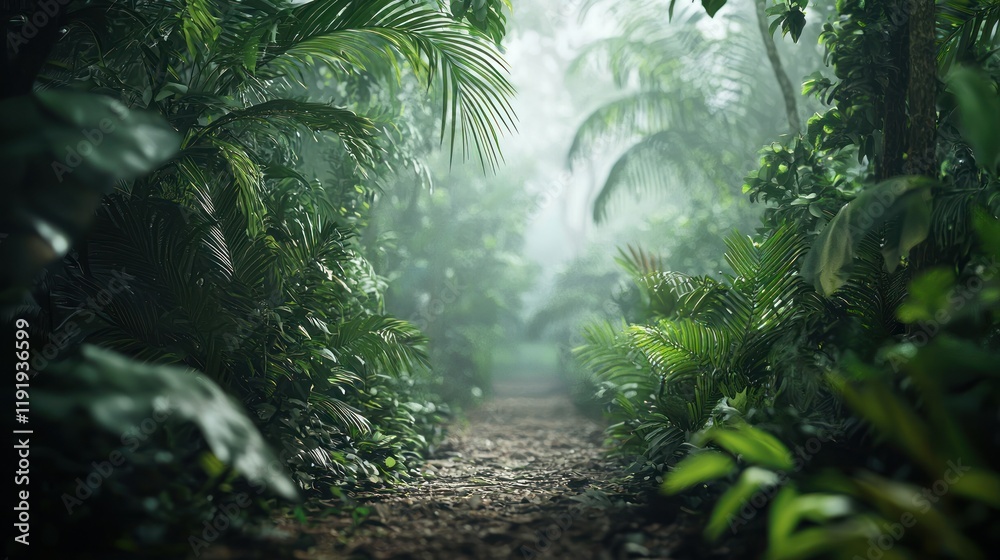 Fototapeta premium Mystical Jungle Path: A Serene Escape into Lush Greenery