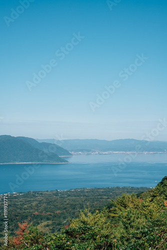 Obraz na płótnie View of Sakurajima volcano island and seascape in Kagoshima, Japan w salonie