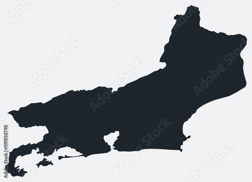 Rio de Janeiro map. Just a simple border map. Shape of the state. Flat blank Rio de Janeiro outline. Vector boundary illustration.