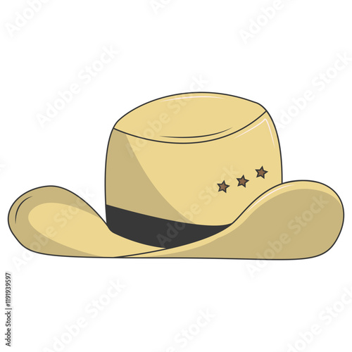 Classic Cowboy Hat Illustration Isolated on White Background. Vector Graphic Design.