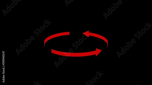 Red 3 arrows rotating circular motion, 3D, alpha channel