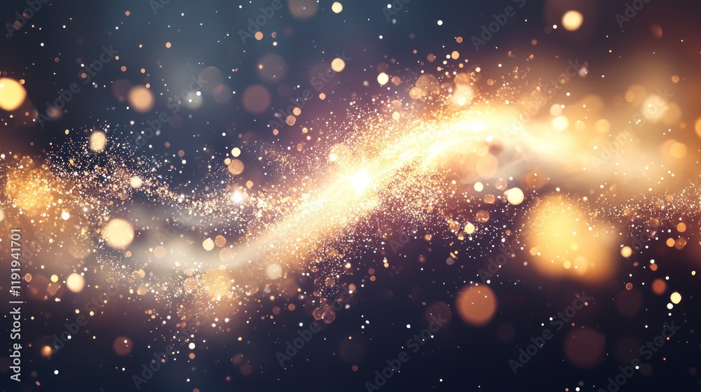 Obraz premium Golden Stardust Swirl: A Celestial Dance of Light and Sparkle