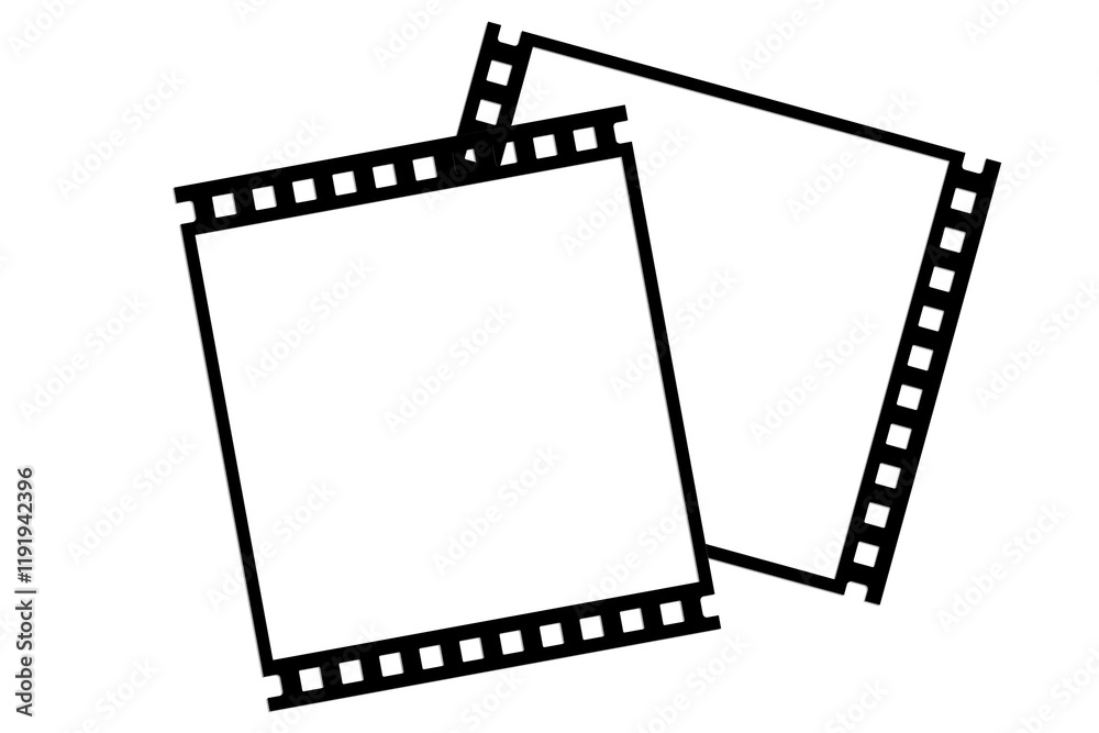 Fototapeta premium Film strips mockup templates of old retro film frame with shadow on background. Video or movie film vintage analog cinema, photograph camera film strip. Trendy editable camera roll social stories