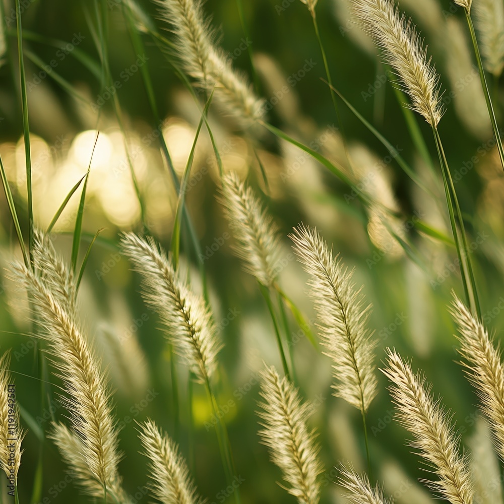 Golden Grass Blades Swaying in Sunlight Golden Grass Blades Swaying in Sunlight