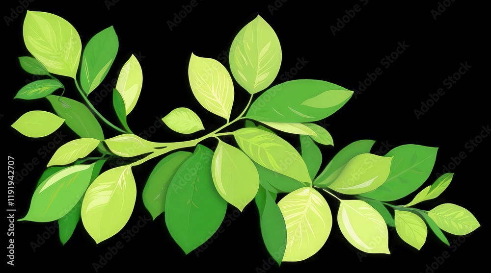 Obraz premium Vibrant Botanical Elements with High Detail in Fresh Floral Greenery
