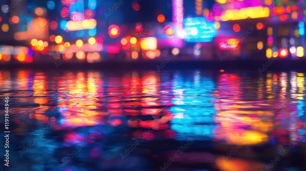 Night Lights Reflection on Water Night Lights Reflection on Water