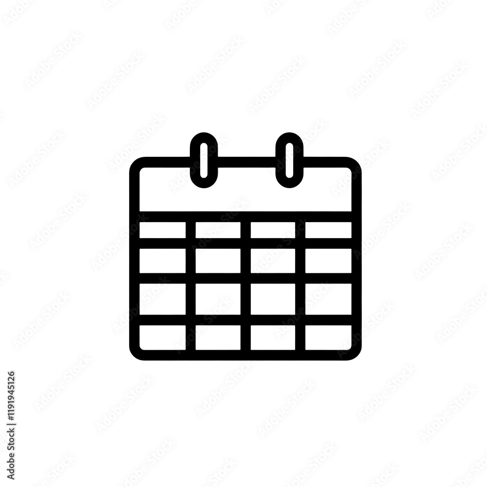 A Simple Black Outline Calendar Icon Graphic A Simple Black Outline Calendar Icon Graphic