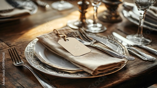 Elegant Place Setting with Blank Name Tag