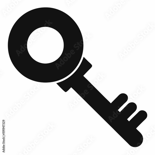 Black key icon vector on white background.