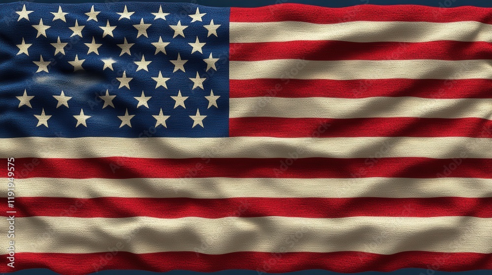 Fototapeta premium Waving American Flag,Red White Blue Textile