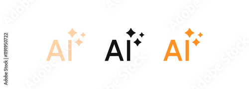 Generative AI logo icon magic sparkle stars symbol , Artificial intelligence sign. Vector ai generated icon blue logo