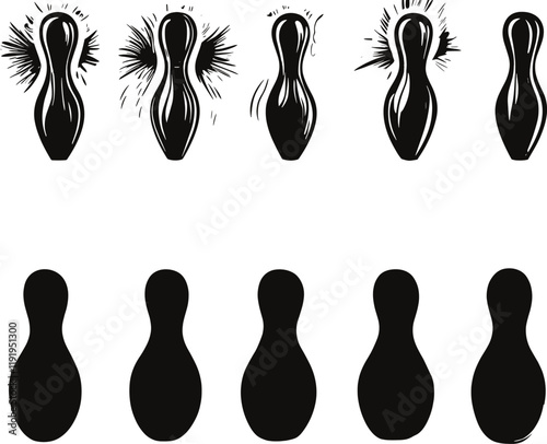 Bowling Pins Vector Illustration - Isolated on White Background