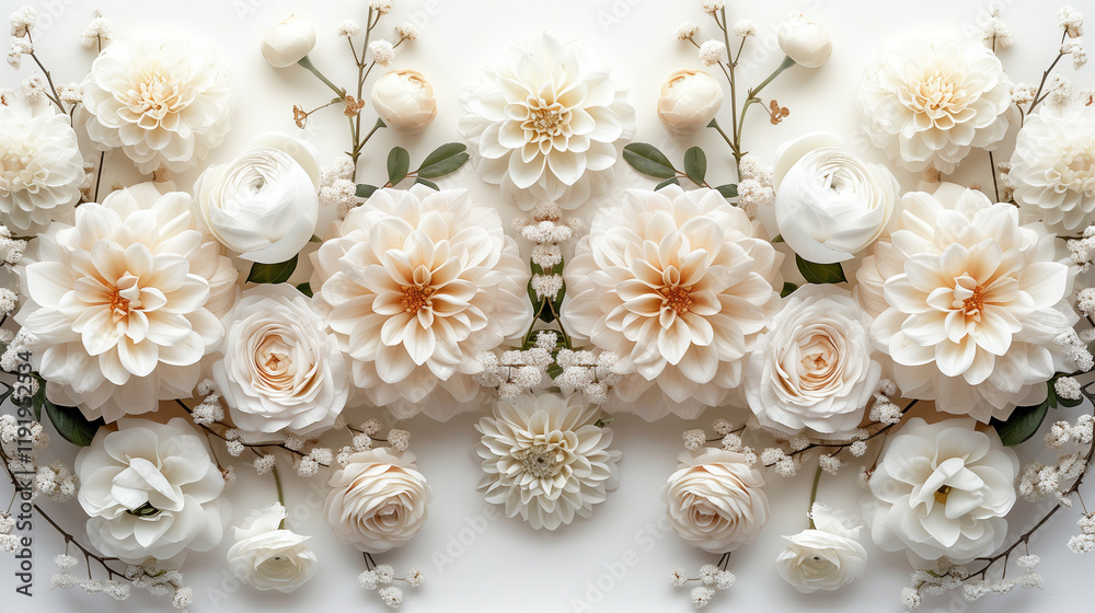Elegant white floral arrangement with soft peach accents