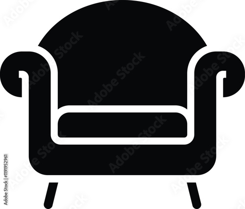 Minimalist Armchair Icon in Classic Silhouette