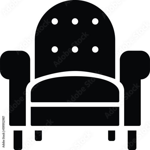 Classic Armchair Icon in Minimalist Vector Style