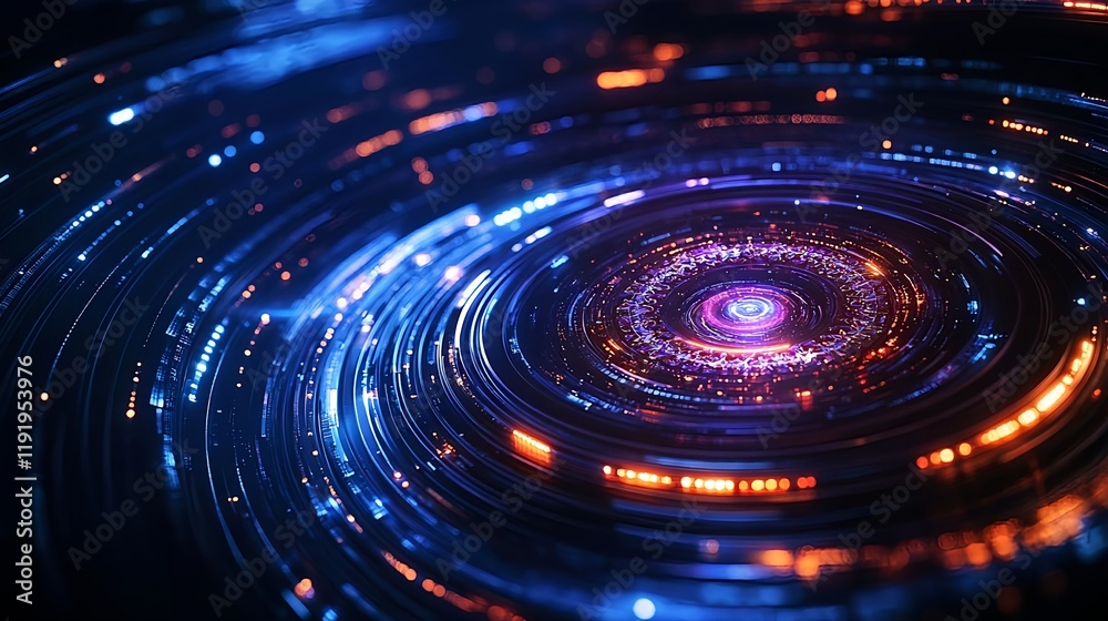Obraz premium abstract neon circular light trails - abstract backgrounds