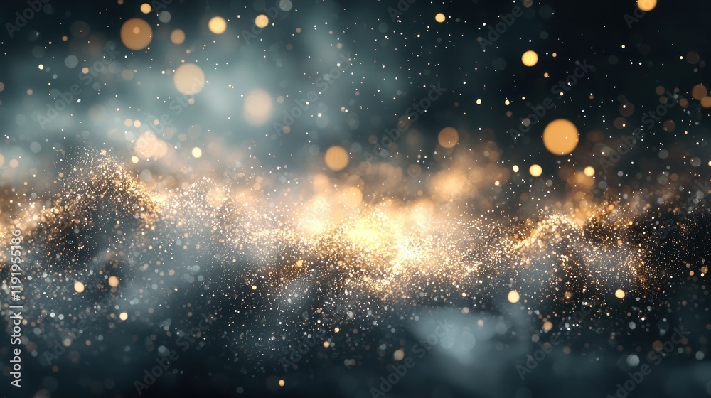 Naklejka premium Golden Stardust Waves: A Celestial Abstract