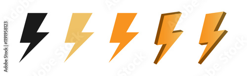 3d flash thunder power icon, flash lightning bolt icon with thunder bolt - Electric power icon symbol - Power energy icon sign for apps and website