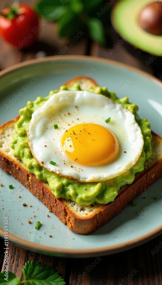 A plate of toasted bread topped with a generous dollop of rich avocado spread and a sunny side up fried egg , brunch, guacamole A plate of toasted bread topped with a generous dollop of rich avocado spread and a sunny side up fried egg , brunch, guacamole