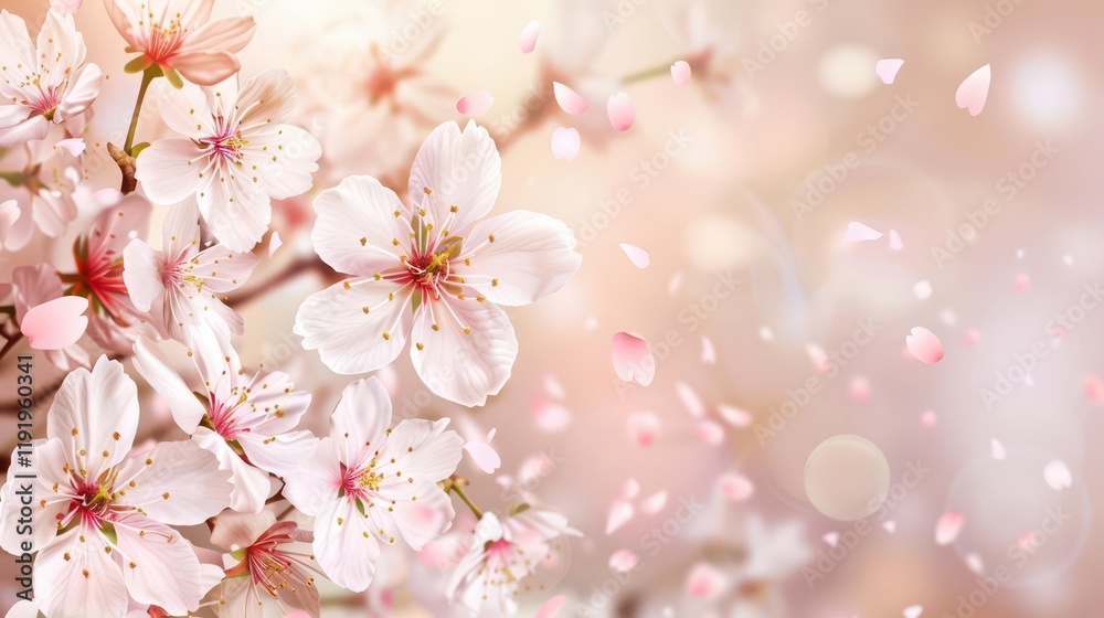 A serene image of cherry blossoms with petals drifting, evoking tranquility and beauty. A serene image of cherry blossoms with petals drifting, evoking tranquility and beauty.
