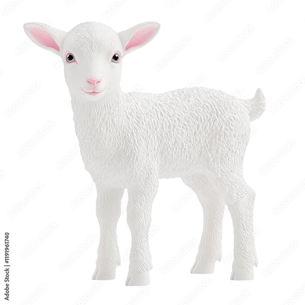 Obraz premium Playful white goat figurine studio setting plastic model transparent background realistic design