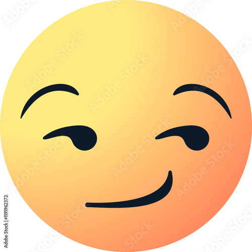 smirking emoticon emoji face looking to the side. vector smirk emotion character