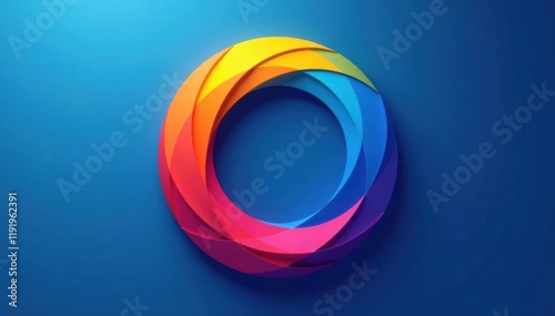 Colorful abstract circle in shadowy blue background with gradual color transition loop effect, background, circle photo