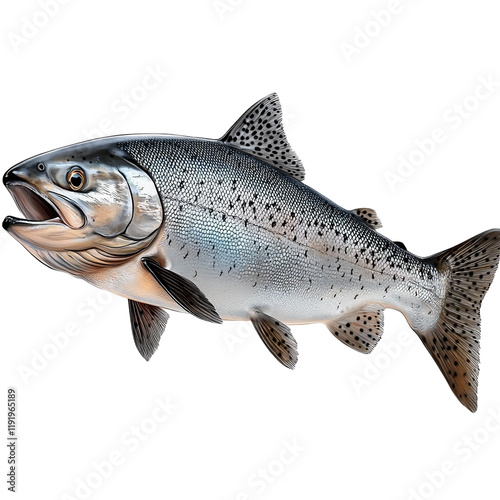 chinook salmon fish illustration on white background photo