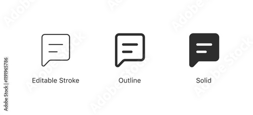 comment icon speech bubble symbol Chat message icons - talk message Bubble chat icon. vector . editable stroke outline style for app user interface and web elements