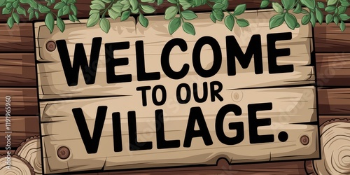 Welcome to Our Village Wooden Sign photo